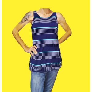 Luxe GAP Blue White Striped Flowy Tank Top Size XS | Oversized Rayon